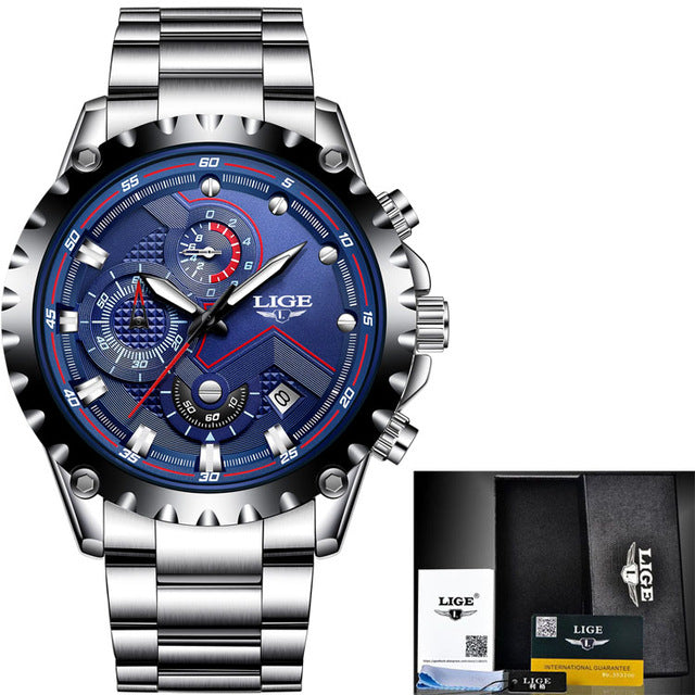 LIGE Brand Men's Fashion Watches